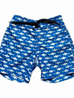 Janie And Jack Baby Boy Blue Shark Bathing Suit Swim Shorts Size 3-6M